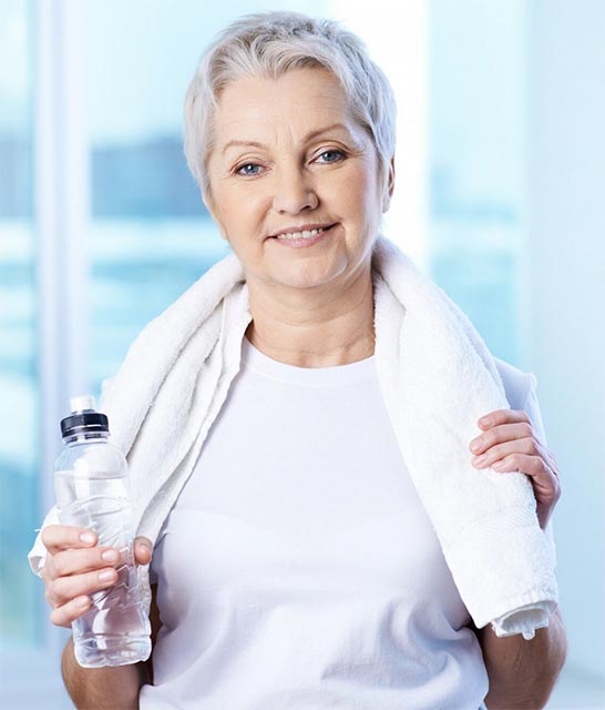 old woman after the gym class