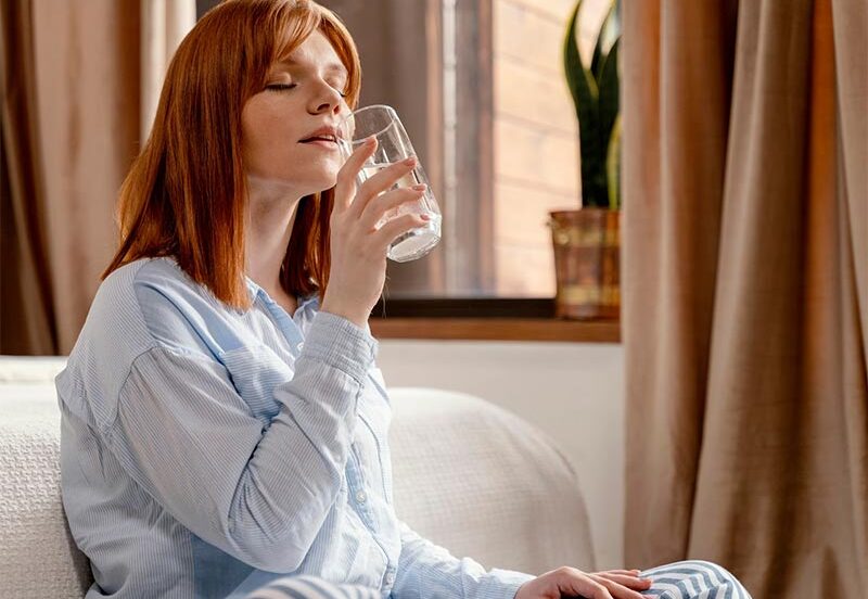 woman ignores side effect of alkaline water